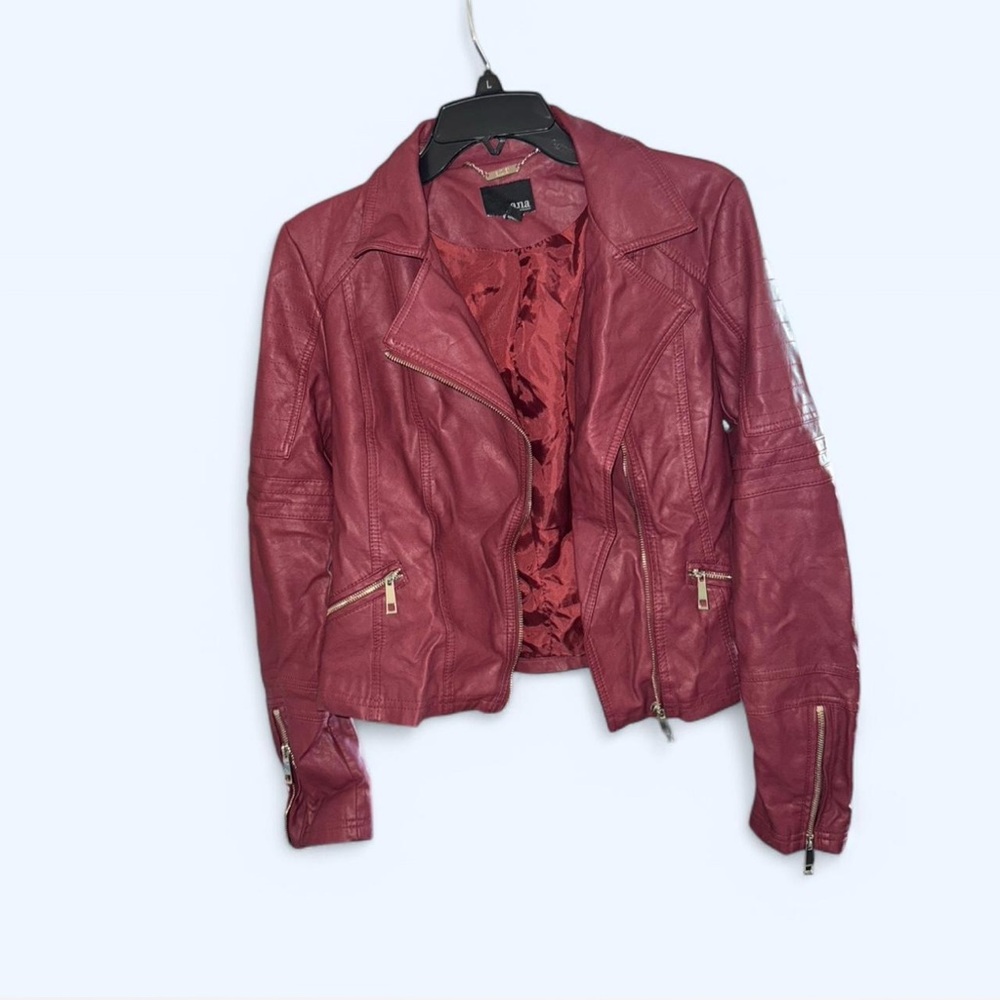 Women's Burgundy Faux Leather Jacket